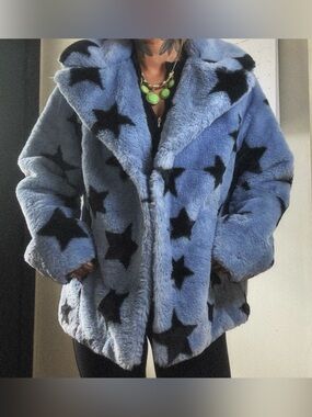 Blue Star Teddy Coat - Womens Faux Fur Jacket